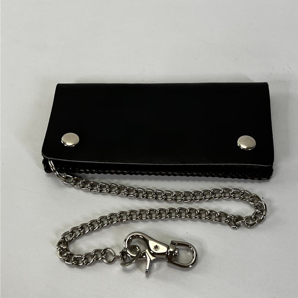 Leather Biker Long Wallet On Chain New